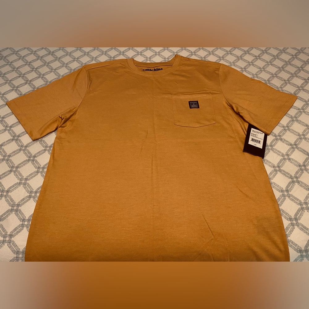 Machine Short Sleeve Pocket T-Shirt Gold Size Large Men’s New With Tags